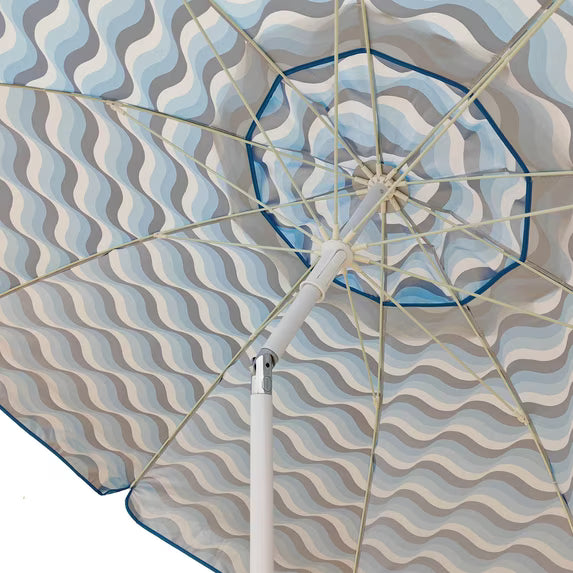 7.5 ft Beach Umbrella with Tilt - Blue Striped