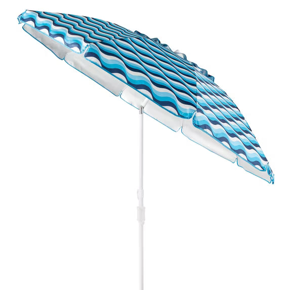 7.5 ft Beach Umbrella with Tilt - Blue Striped