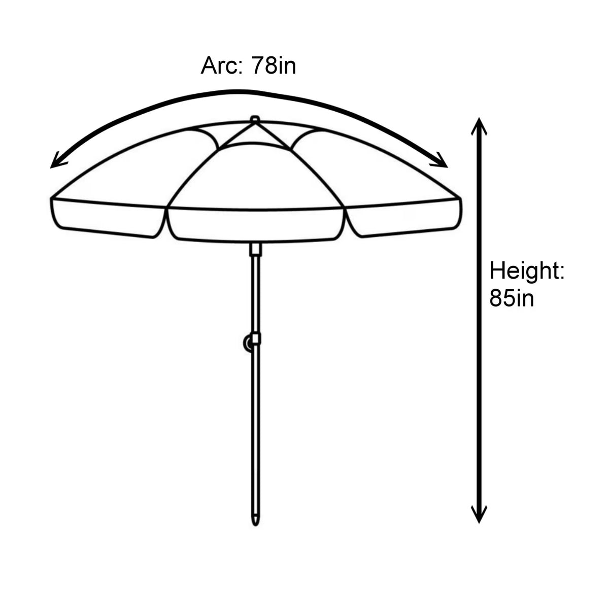 6.5 ft Tilted Beach Umbrella - Turquoise