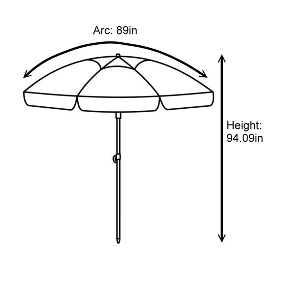 7.5 ft Beach Umbrella with Tilt - Blue Striped