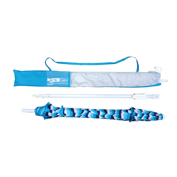 7.5 ft Beach Umbrella with Tilt - Blue Striped